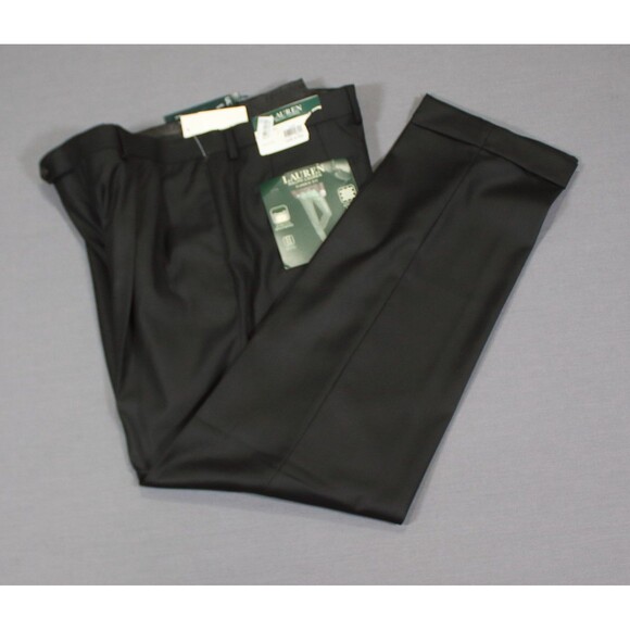 Lauren Ralph Lauren Men Black Ultraflex Dress Pants Classic Pleated 34 X 32 New - Picture 8 of 14
